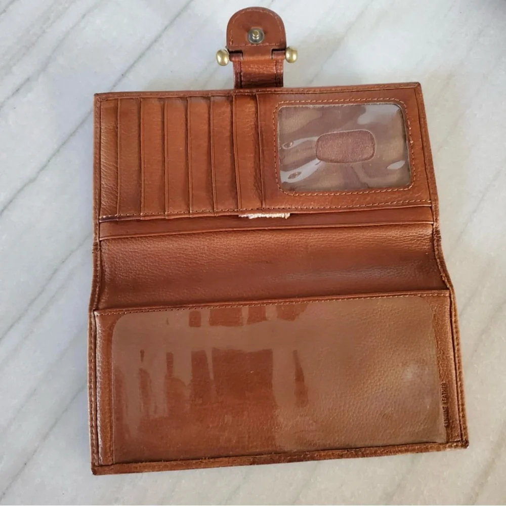 Vintage Fossil Brown Real Genuine Leather Weathered Worn Distressed Wallet